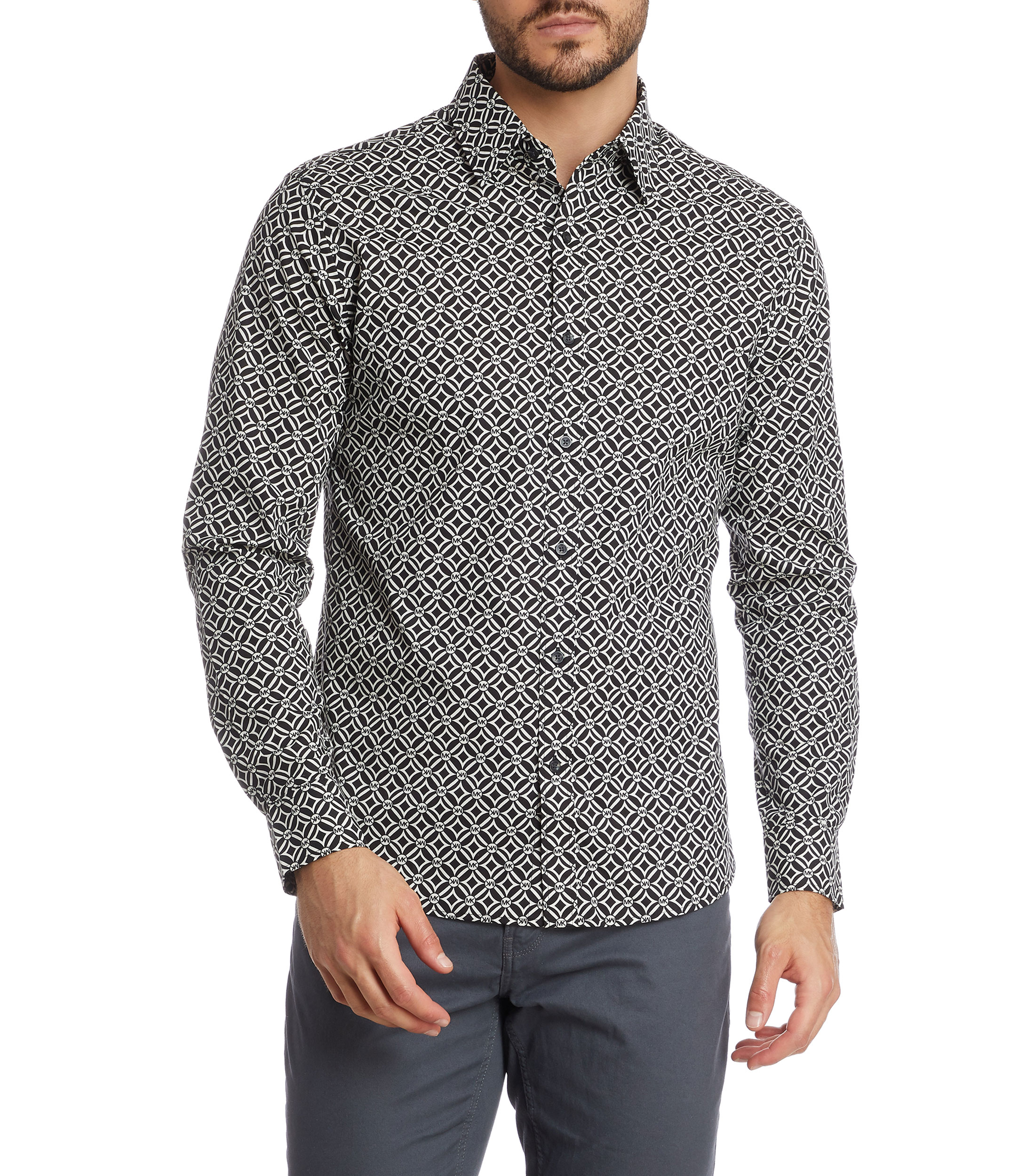 Michael Kors Camisa geom trica con MK de manga larga Hombre El Palacio de Hierro